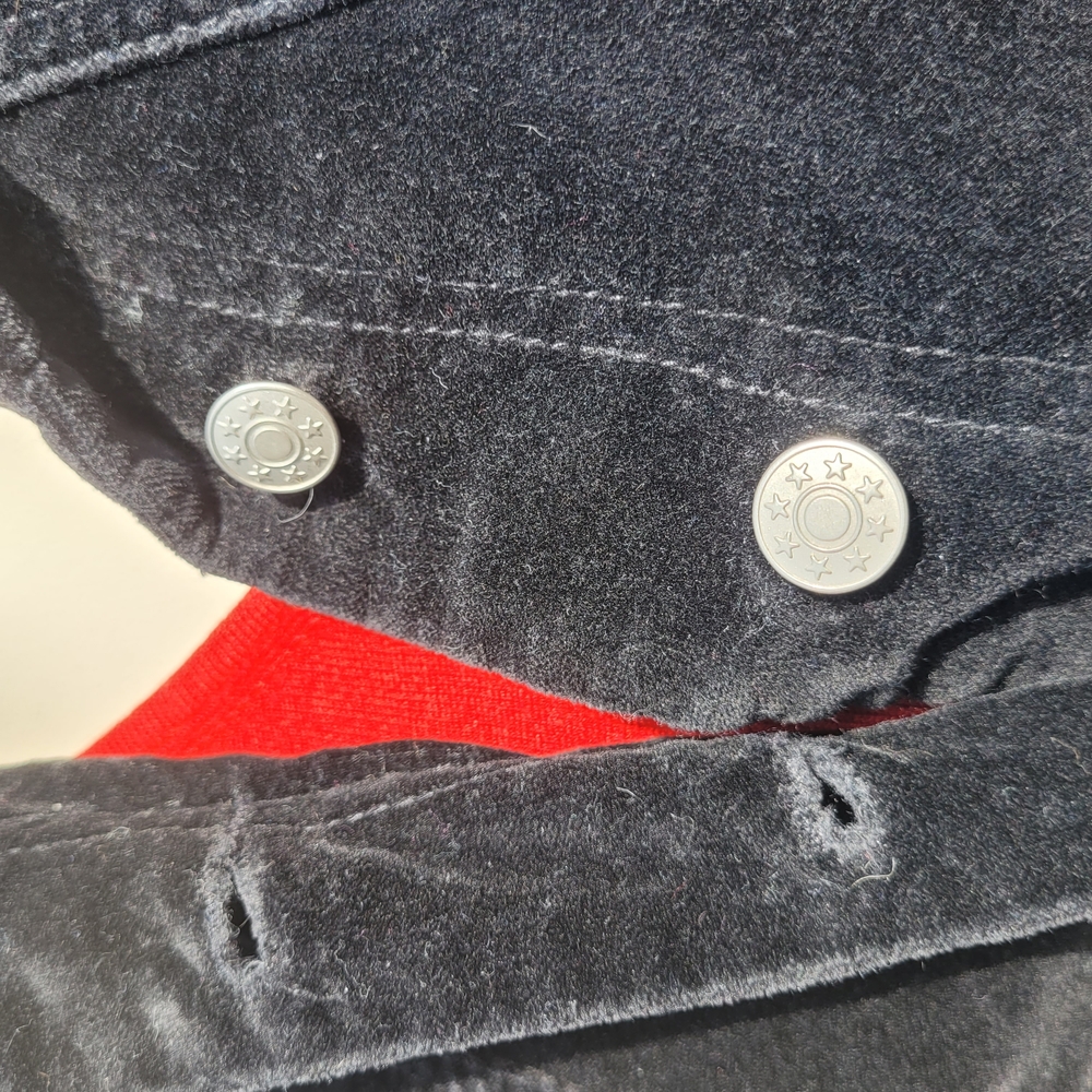 [EUC] Live a Little 🖤 VTG Black Velveteen Jacket w/ Pockets, Sz Medium, 90s-Y2K - Picture 10 of 17